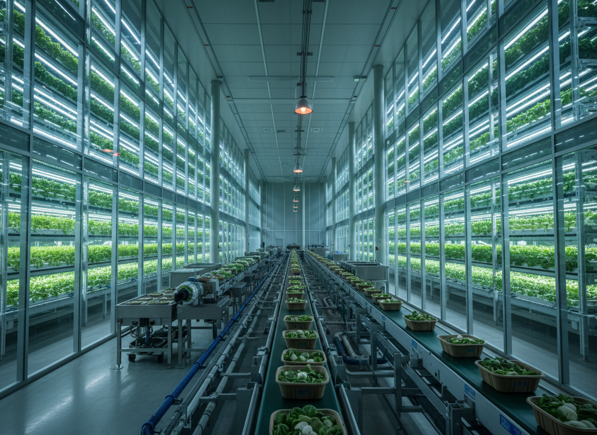 Wide industrial sustainable food processing facility